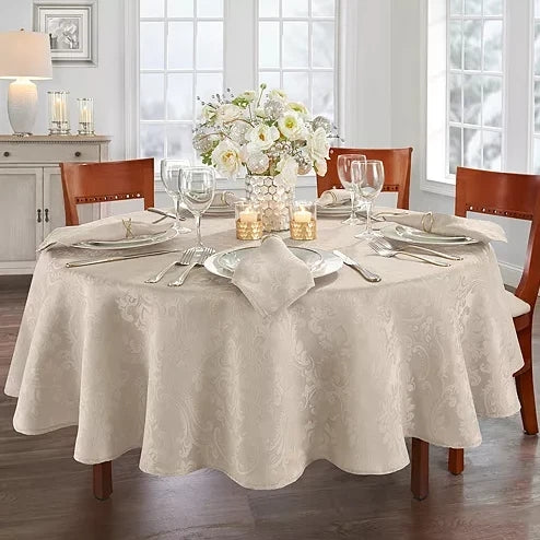 NEWBRIDGE Caiden Elegance Damask Oval Tablecloth, 60