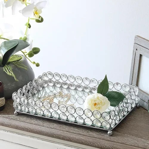 ELEGANT DESIGNS Crystal Mirrored Vanity Tray