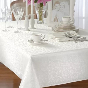 LENOX Opal Innocence Oblong 60" x 140" Platinum Tablecloth