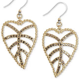 LUCKY BRAND Delicate Pavé Open Leaf Drop Earrings