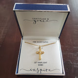 GRACE & GRATITUDE Silver Plated Two-Tone Cross