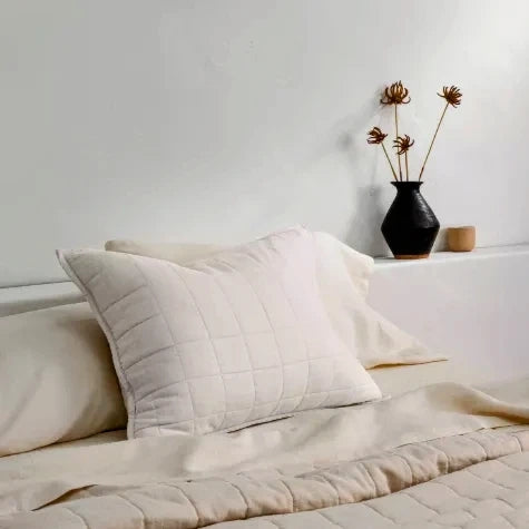 CASALUNA Linen Blend Quilt Pillow Sham