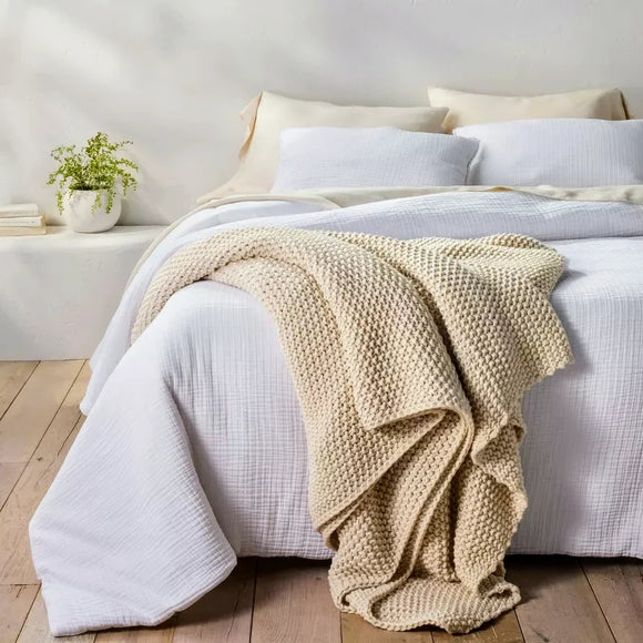 Full/Queen Chunky Knit Bed Blanket