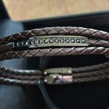 SUTTON Men's CZ Braided Leather Bracelet