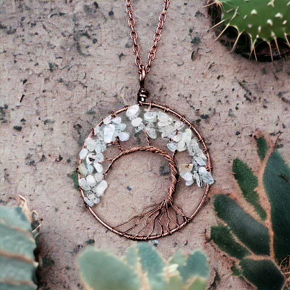 Handmade Stone & Copper Tree Necklace