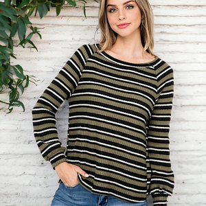 Striped Waffle Knit Top