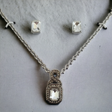 CHARTER CLUB Emerald Cut Crystal Necklace & Earring Set