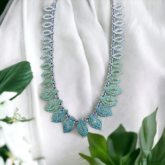 INC Ombre Rhinestone Leaf Necklace