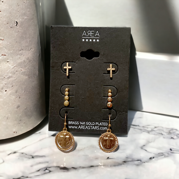 AREA STARS 14K Gold Plated Earring Set