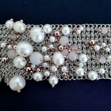 CAROLEE Athena Pearl & Rose Quartz Mesh Bracelet