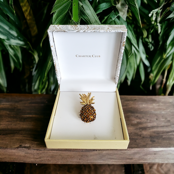 CHARTER CLUB Pave Crystal Pineapple Pin