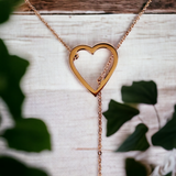 ADORNIA Rose Gold Lariat Heart Necklace