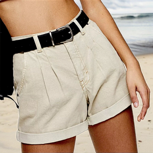 TOPSHOP Pleated Denim Shorts