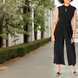 LONDON TIMES Cropped Keyhole Jumpsuit