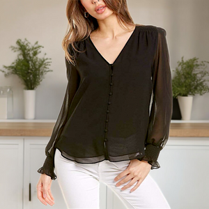 1.STATE Chiffon Button-down Blouse