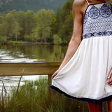 BLU PEPPER Embroidered Fringe Mini Dress