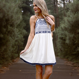 BLU PEPPER Embroidered Fringe Mini Dress