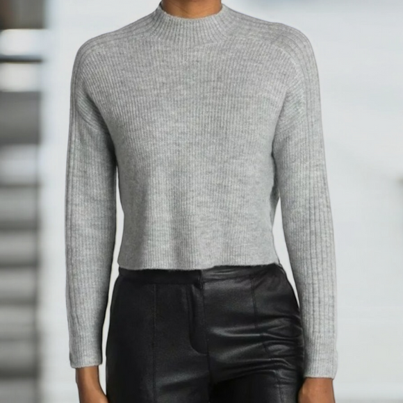 ELODIE Ribbed Mock Neck Sweater