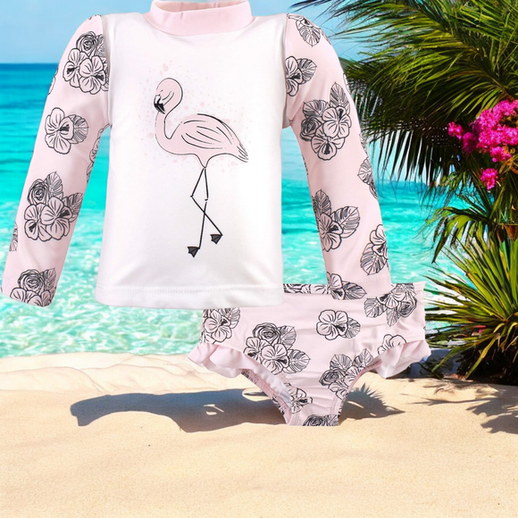 HUDSON BAY Flamingo Baby Swim Rashguard Set