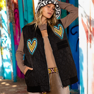 Quilted Heart Patch Vest