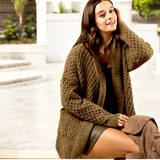 Textured Open Front Cardigan Sweater