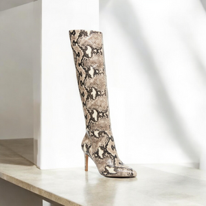 STEVE MADDEN Kimari Snakeskin Knee Boots