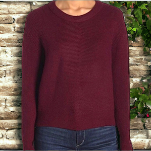 ELODIE Burgundy Crew Neck Sweater