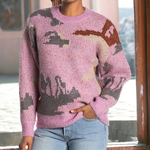 ELODIE lntarsia Print Sweater