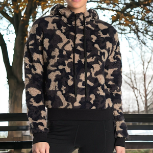 Z BY ZELLA Camo Shearling Hoodie