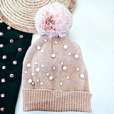 OMG Metallic Knit Pearl Beanie & Gloves Set