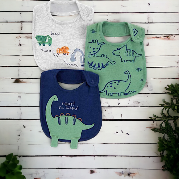 GERBER Baby Boys' 3pk, Dino Bibs