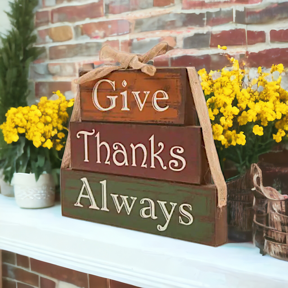 'Give Thanks' Wooden Block Decor