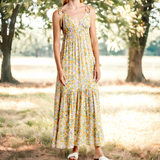 LOVE_ADY Shoulder Tie Floral Maxi Dress