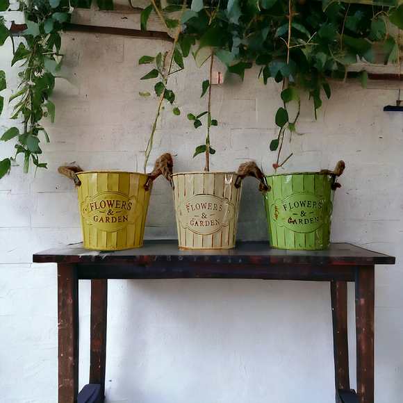 Galvanized Farmhouse Flower Pots