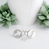 GRACE & GRATITUDE Silver Plated Charm Pendant Necklace