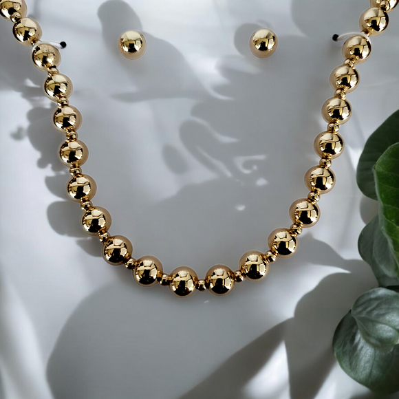 CHARTER CLUB Gold-tone Bead Necklace & Stud Earrings Set