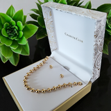 CHARTER CLUB Gold-tone Bead Necklace & Stud Earrings Set