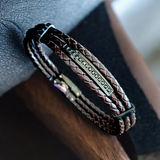 SUTTON Men's CZ Braided Leather Bracelet