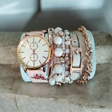 JESSICA CARLYLE Embroidered Watch & Bracelet Set