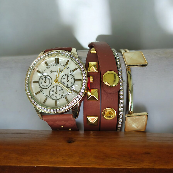 JESSICA CARLYLE Studded Watch & Bracelet Set