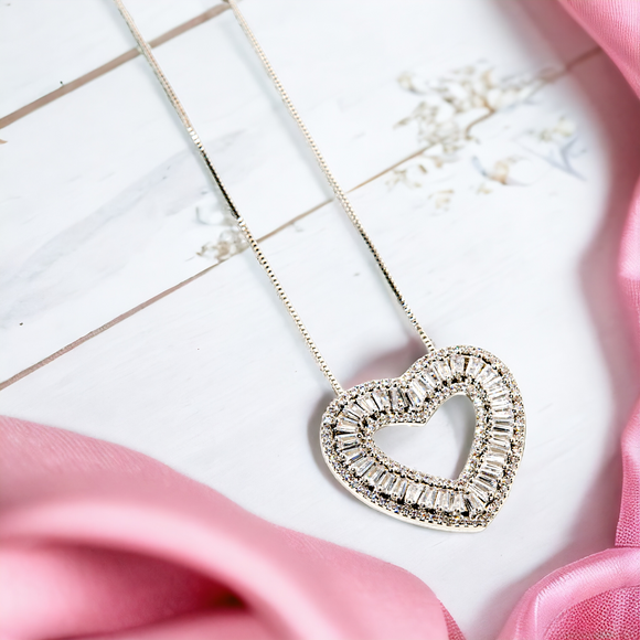 MACY'S CZ Heart Pendant Necklace