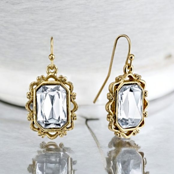 DOWNTON ABBEY Crystal Faceted Drop Earrings