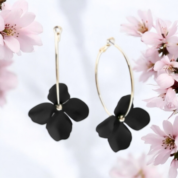 ZENZII Painted Suede Flower Hoop Earrings