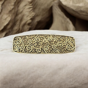 1928 Embossed Floral Pattern Hair Barrette