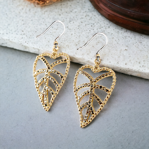 LUCKY BRAND Delicate Pavé Open Leaf Drop Earrings