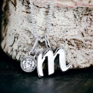 UNWRITTEN CZ 'M' Initial Necklace