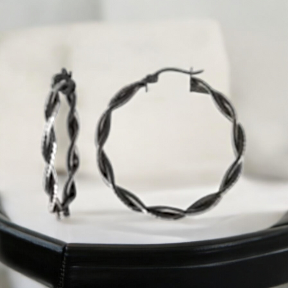 GIANI BERNINI Black Rhodium Twisted Hoop Earrings