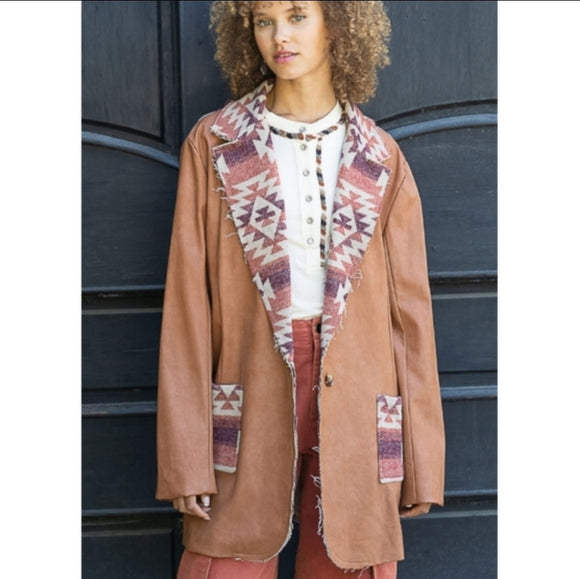 Vegan Leather Tribal Coat