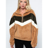 Furry Half Zip Chevron Sweater