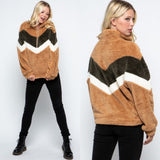 Furry Half Zip Chevron Sweater